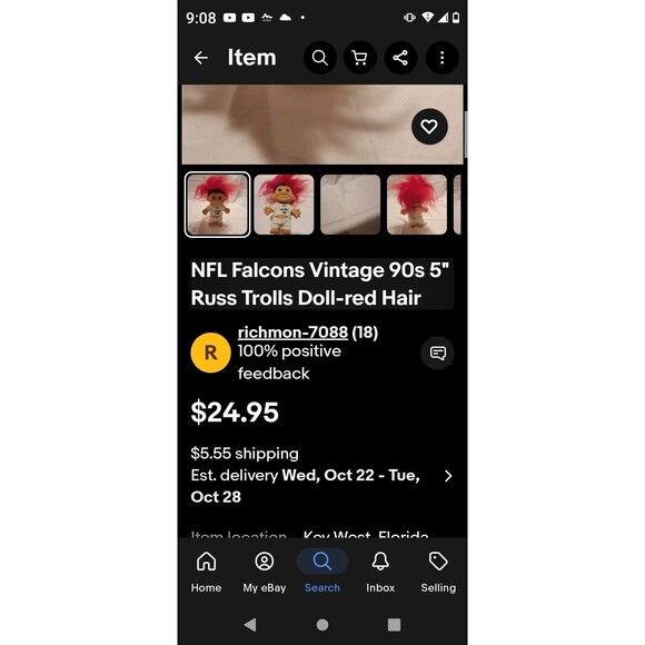 RARE NFL Team Property Of Falcons XXL Vintage 90s 5" Russ Trolls Doll Red Hair - Picture 6 of 8